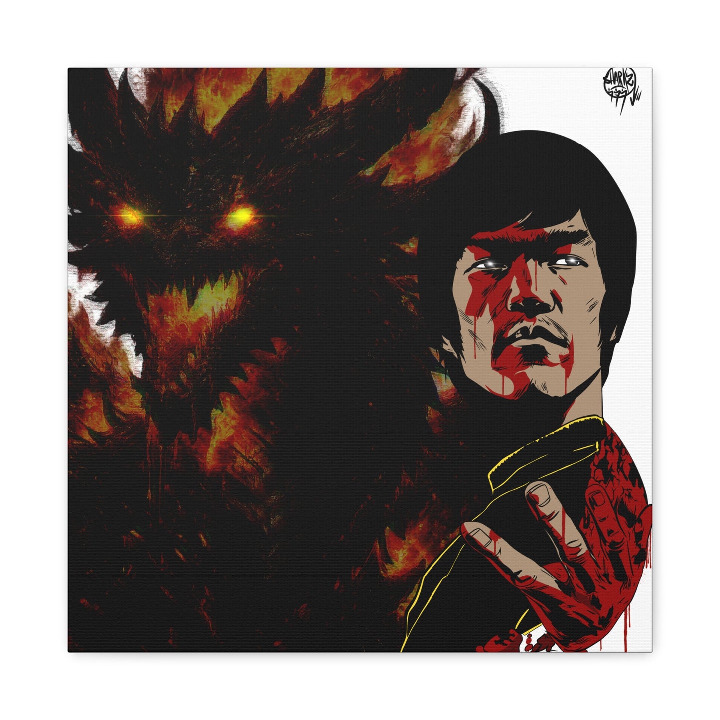 Bruce Lee Dragon Portrait Canvas